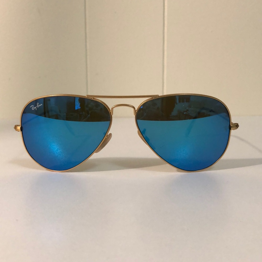 Blue reflective ray ban sunglasses